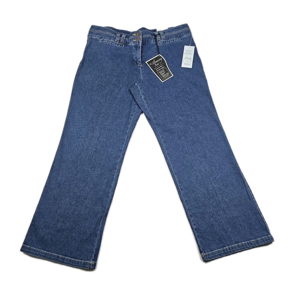 Kim Rogers Womans 12 Petite Slimming Stretch Denim Blue Jeans Lower Rise Straigt